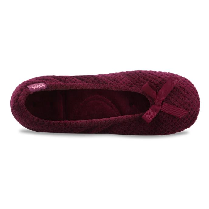 Isotoner® Ladies Popcorn Terry Ballet Slipper Burgundy Extra Image 4